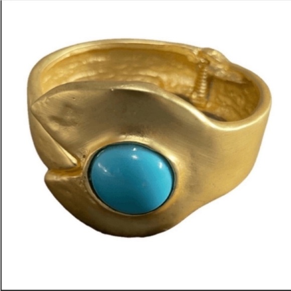 NWOT matte gold with turquoise color stone cuff bracelet. OS - Picture 1 of 1